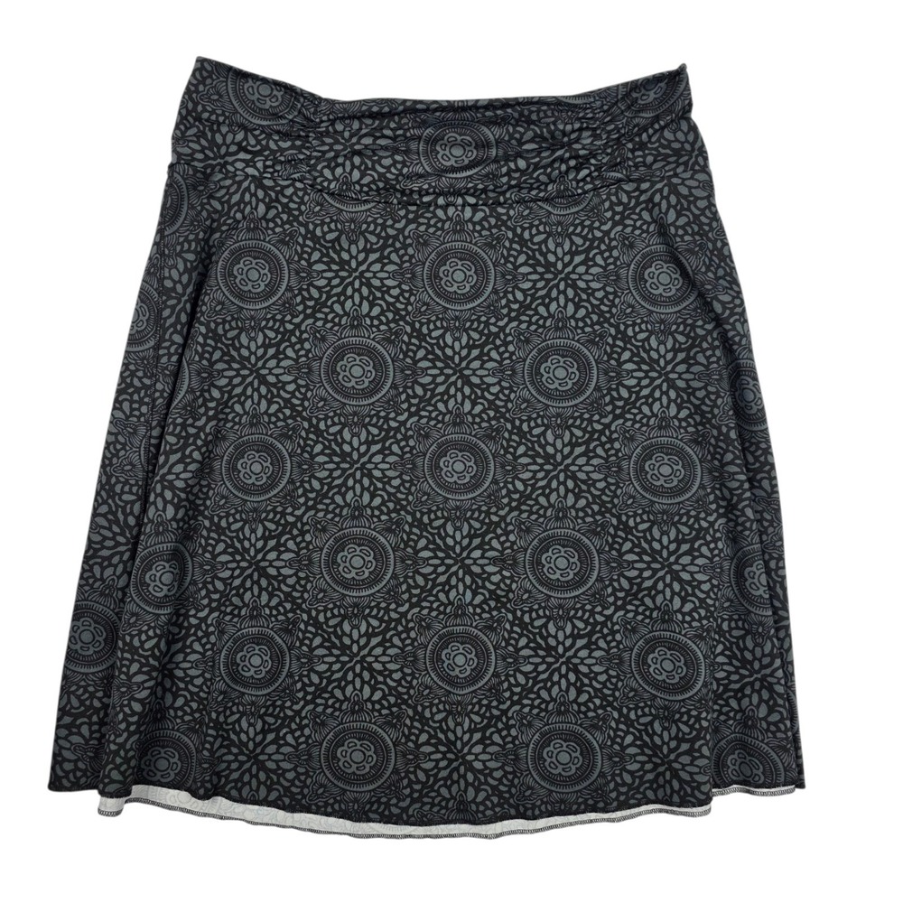 SOYBU Womens Pull-on Skirt Large Activewear Stretch Black Geometric Poly/Spandex